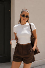 Bisiklet Yaka Likralı Crop T-Shirt