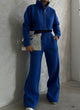 Fermuar Detay Crop Sweat Bol Paça Pantolon Takım - Saks