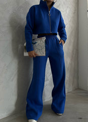 Fermuar Detay Crop Sweat Bol Paça Pantolon Takım