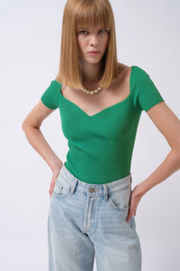 Square Neck Knit Blouse