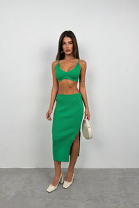 Crop Bustier and Skirt Set with Slit