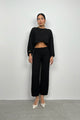 Oversize Triko Bluz Pantolon Takım - Siyah