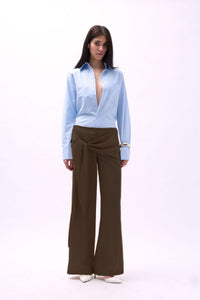 Front-tie satin trousers