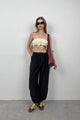 Lastik Detay Straplez Crop - Beyaz
