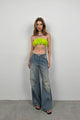Lastik Detay Straplez Crop - Lime