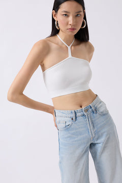 Pencere Detay Fitilli Crop - Ekru