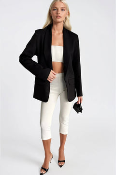 Şal Yaka Astarlı Blazer Ceket - Siyah
