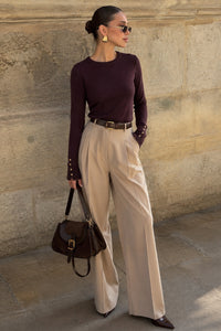 Button Detail Bicycle Collar Blouse