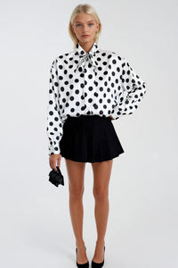 Polka Dot Pattern Shirt with Scarf Detail