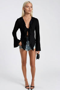 Ruffle Detail Tie-Up Blouse