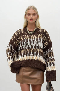 Patterned Oversize Knit Sweater