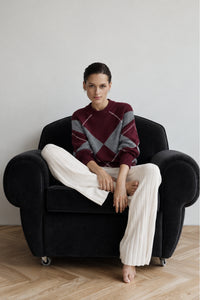 Argyle Pattern Oversize Knit Sweater
