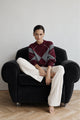 Baklava Desen Oversize Triko Kazak - Bordo