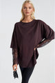 Bisiklet Yaka Kol Dantel Detay Oversize T-Shirt - Kahverengi