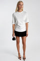 Bel Büzgülü Basic T-Shirt - Beyaz