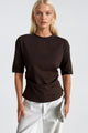Bel Büzgülü Basic T-Shirt - Kahverengi