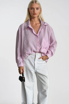 Cep Detay Basic Oversize Gömlek - Pembe