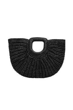 Oval Form Hasır El Çantası - Siyah