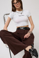 Nepo Baskılı Crop T-Shirt - Beyaz