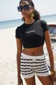 Nepo Baskılı Crop T-Shirt - Siyah