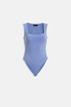 Kare Yaka Kalın Askılı Bodysuit - Bebe Mavi