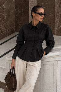 Pleat Detail Waist Fitted Shirt