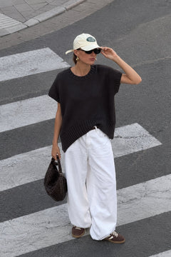 Oversize Basic Triko Süveter - Kahverengi