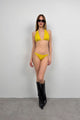 Üçgen Büzgülü Bikini Takım - Sarı