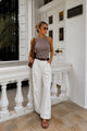 Halter Yaka Dantel Detay Triko Bluz - Bej