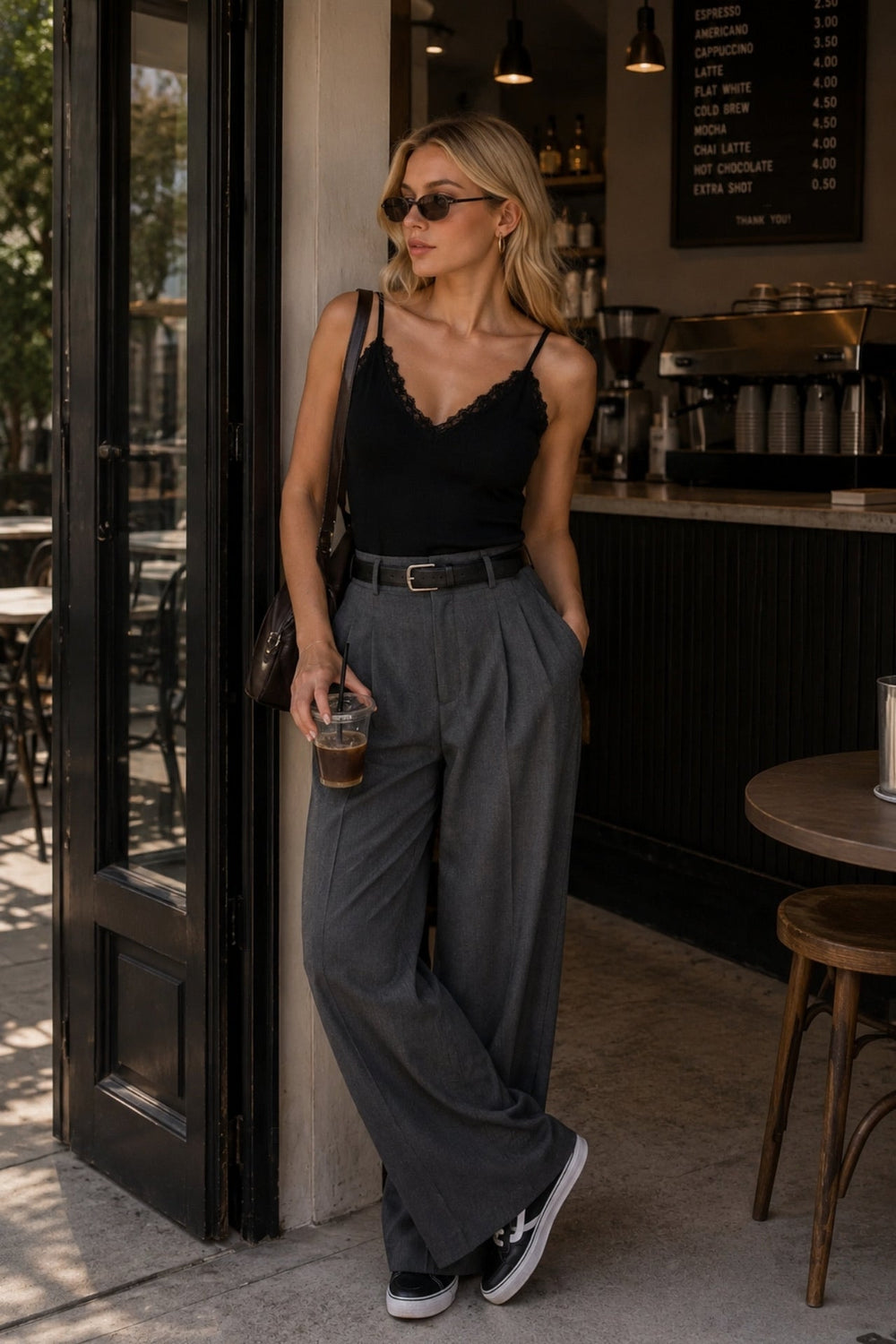 Lace Detail Strappy Knit Blouse