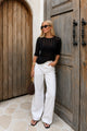 Şerit Detay Transparan Oversize Triko Bluz - Siyah