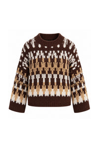 Desenli Oversize Triko Kazak