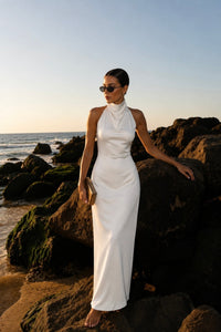 Cowl Neck Maxi Satin Dress