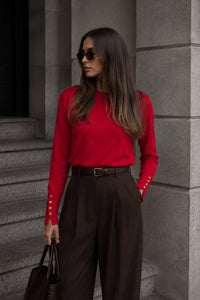 Button Detail Bicycle Collar Blouse