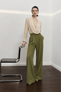 Elastic Waist Detail Pleated Basic Trousers