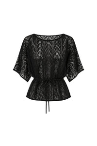 Tie Detail Foiled Openwork Blouse
