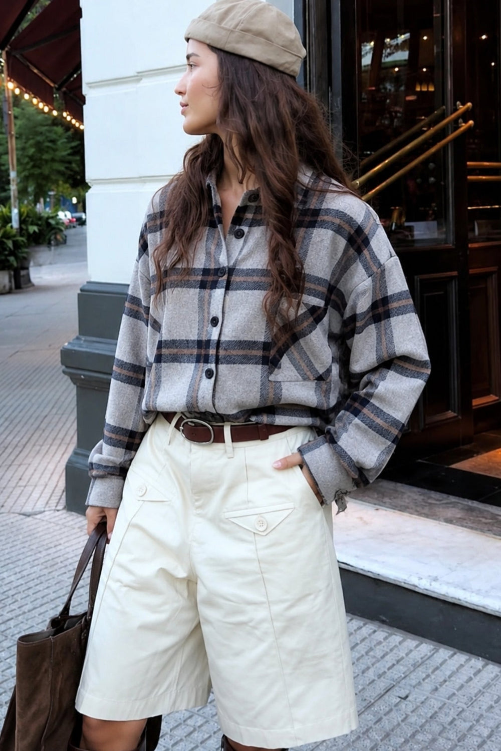 Basic Oversize Ekose Gömlek