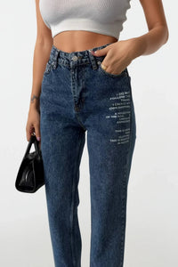 Baskılı Düşük Bel Jean