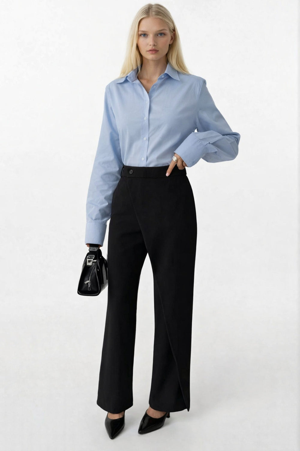 Wrap Detail Asymmetric Trousers