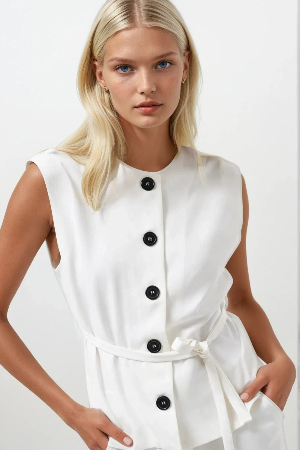 Belted Woven Vest