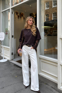 Crew Neck Lace Detail Oversized T-Shirt