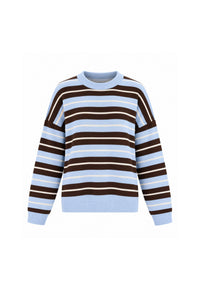 Crew Neck Striped Knit Blouse