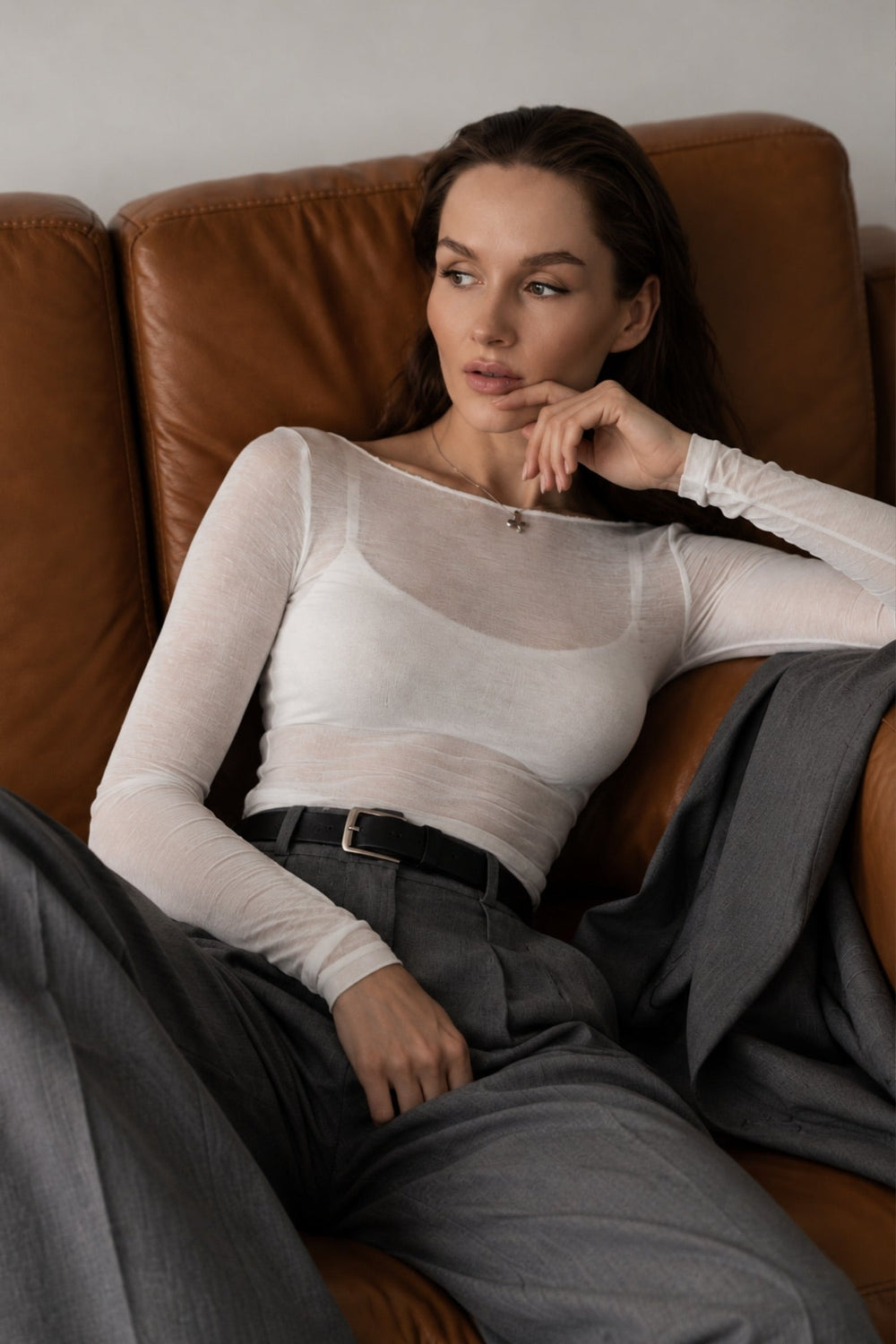 Boat Neck Transparent Blouse