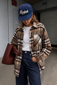 Basic Oversize Ekose Gömlek - Kahverengi