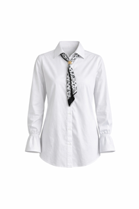 Scarf Detail Shirt with Gathered Sleeves