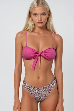 Fiyonk Detay Çiçekli Bikini Takım - Pembe