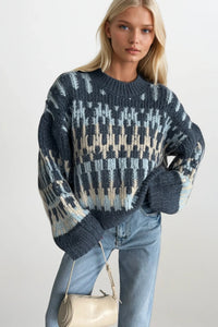 Patterned Oversize Knit Sweater