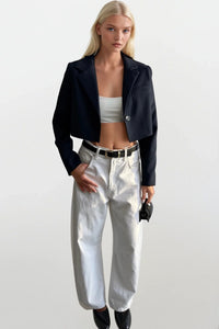 Crop Basic Blazer Ceket