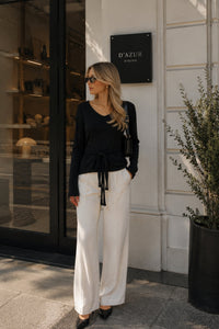 Tie-Detail Fine Knit Blouse