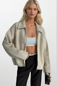 Zip Detail Polo Collar Sweater